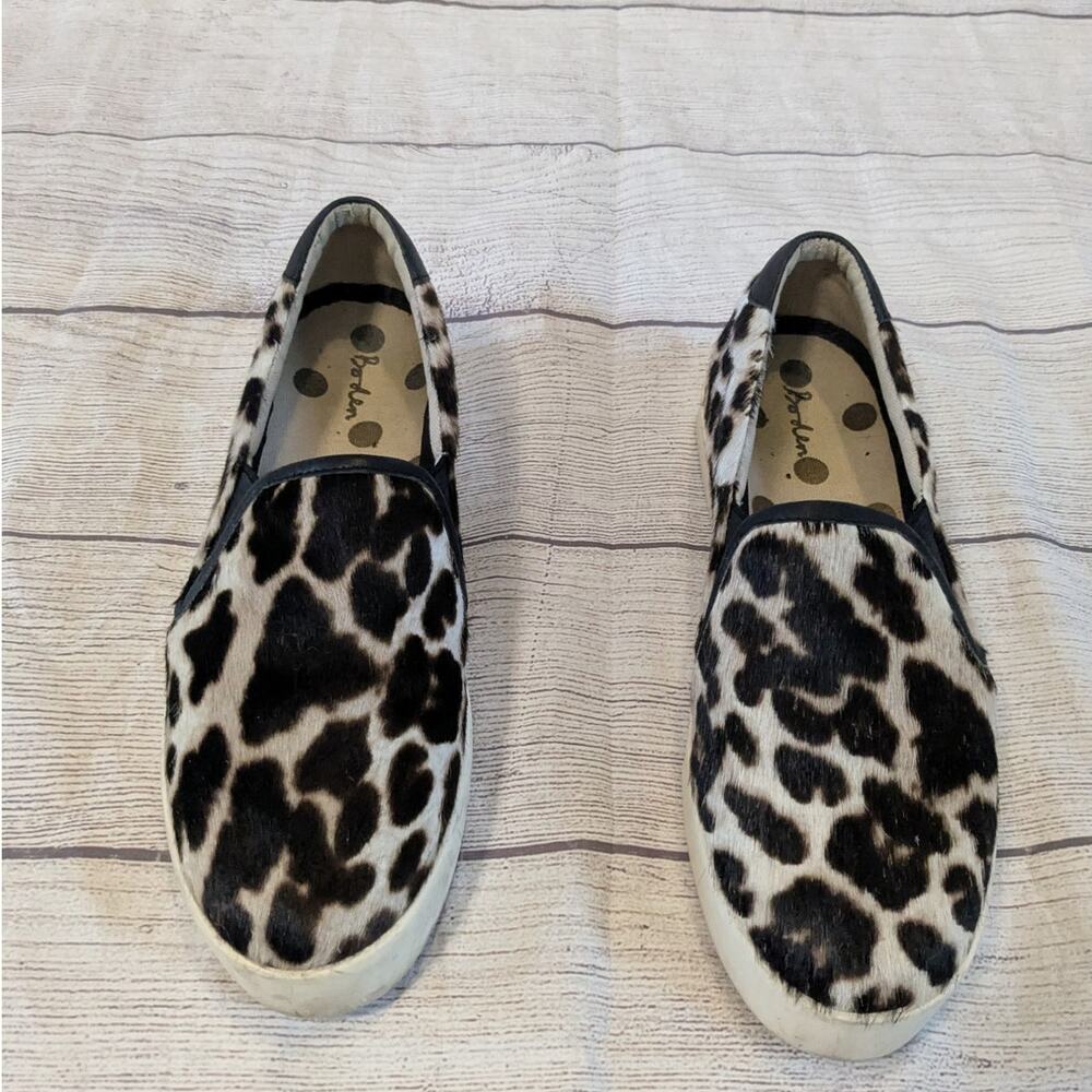 Boden Cheetah Leopard Print Calf Hair Slip On Platform Trainer Sneakers EU 38